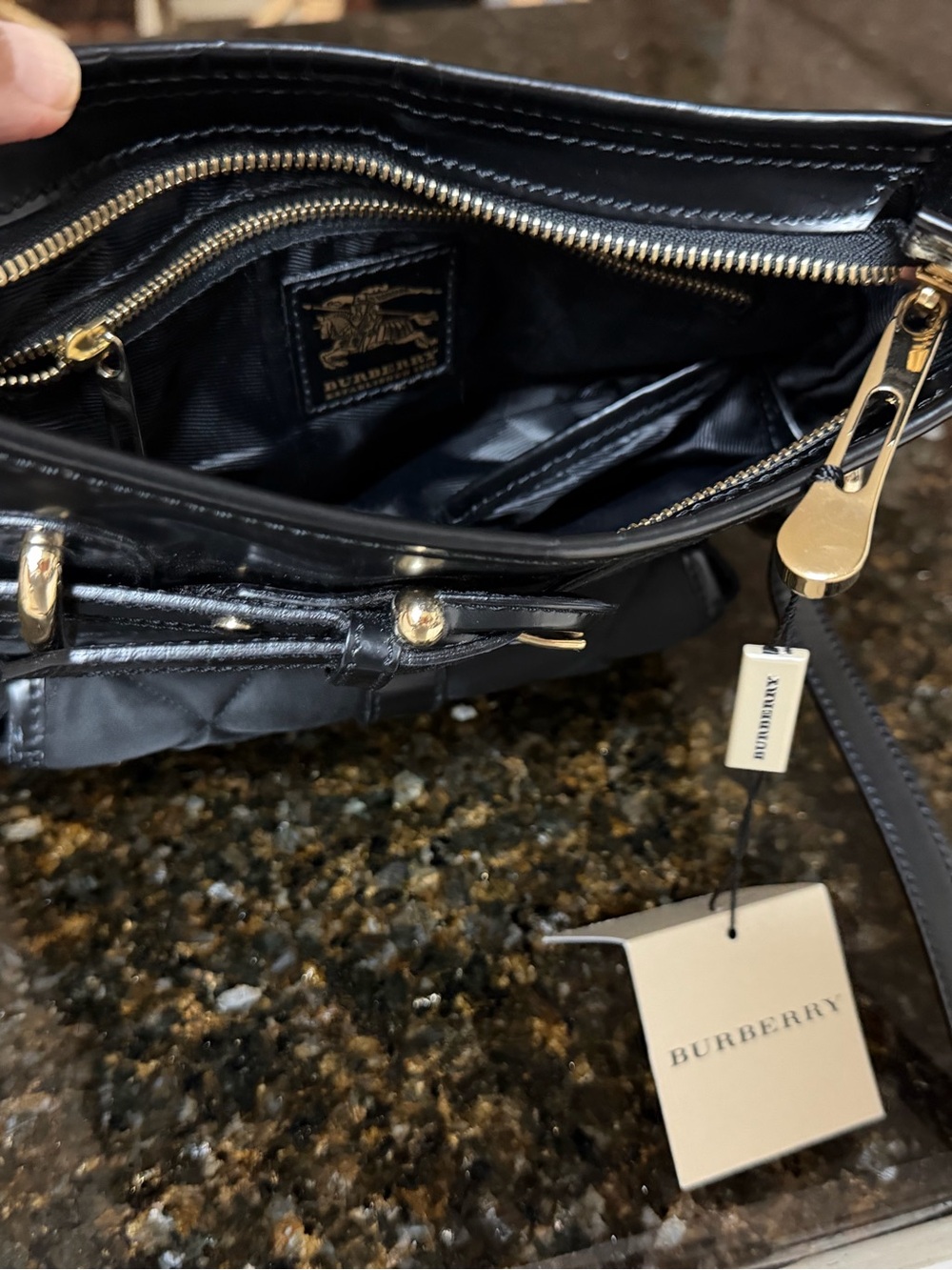 Burberry Black Quilted Shoulder /cross body Bag with Gold-Tone Hardware - Picture 7 of 9